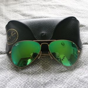 Ray Ban Green Flash Aviator Sunglasses